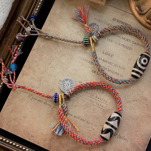 Tibetan Om Mani Padme Hum Silver Dzi Bead Protection Bracelet Tibetan Om Mani Padme Hum Silver Dzi Bead Protection Bracelet