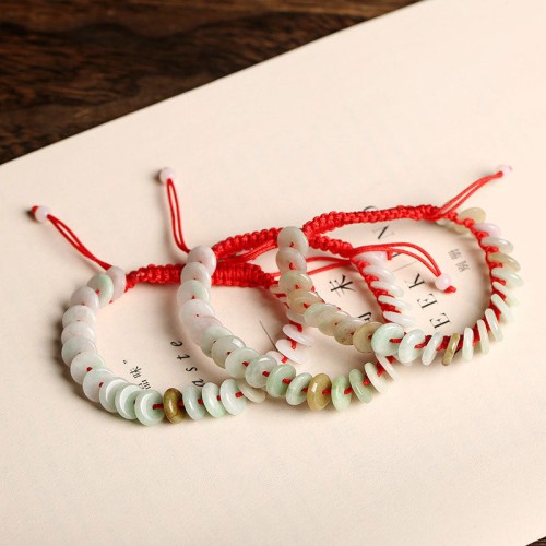 Round Jade Luck Red String Protection Bracelet Round Jade Luck Red String Protection Bracelet