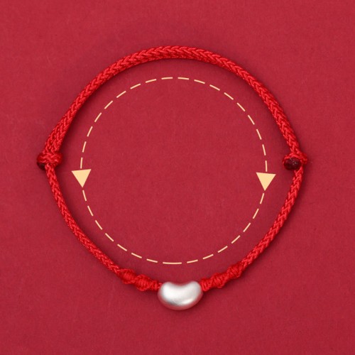 999 Silver Bean Design Luck Connection Braided Bracelet 999 Silver Bean Design Luck Connection Braided Bracelet