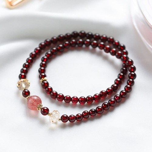 14K Gold Plated Garnet Strawberry Quartz Wrap Bracelet 14K Gold Plated Garnet Strawberry Quartz Wrap Bracelet