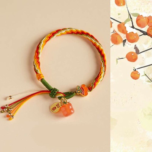 Persimmon Red Agate Strength Reincarnation Knot Bracelet