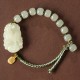 Sterling Silver Hetian Jade Happiness Bracelet