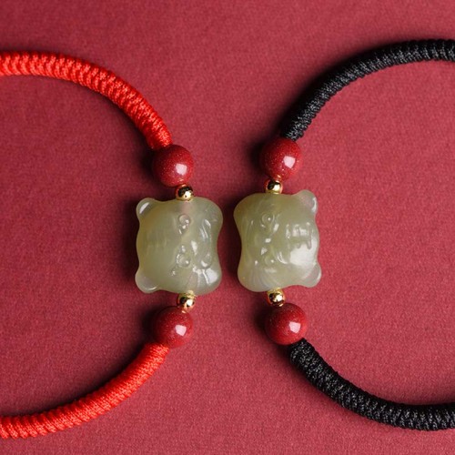 Jade Cinnabar Lucky Tiger Bracelet