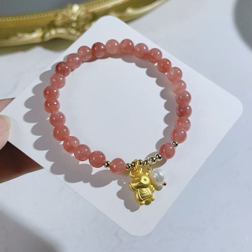 Dragon Strawberry Quartz Pearl Protection Bracelet Dragon Strawberry Quartz Pearl Protection Bracelet
