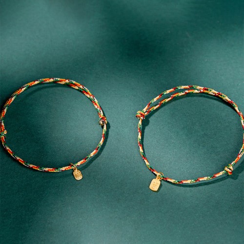 Fu Character Peace and Joy Luck Handmade Multicolored Bracelet