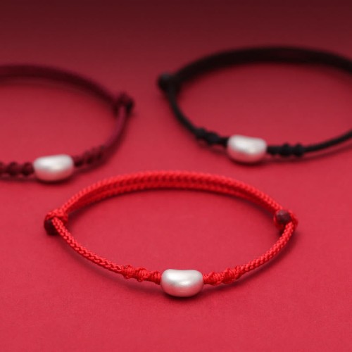 999 Silver Bean Design Luck Connection Braided Bracelet 999 Silver Bean Design Luck Connection Braided Bracelet