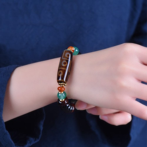 Tibetan Nine-Eye Dzi Bead Protection Bracelet