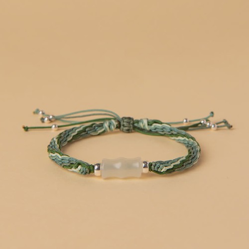 White Jade Bamboo Reincarnation Knot Bracelet White Jade Bamboo Reincarnation Knot Bracelet
