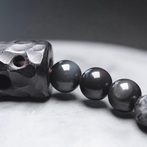 Black Rutilated Quartz Ebony Wood White Crystal Success Bracelet Black Rutilated Quartz Ebony Wood White Crystal Success Bracelet