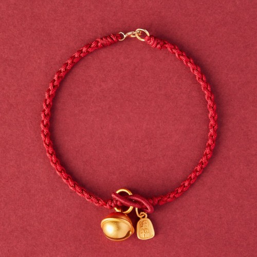Handmade Fu Character Luck Happiness Bell Bracelet Handmade Fu Character Luck Happiness Bell Bracelet