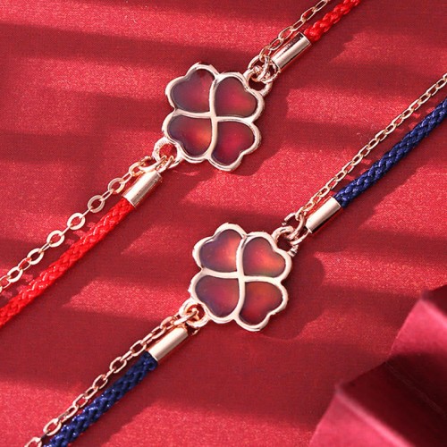 925 Sterling Silver Color-changing Four Leaf Clover Bracelet 925 Sterling Silver Color-changing Four Leaf Clover Bracelet