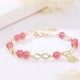 14K Gold Plated Strawberry Quartz M枚bius Loop Bracelet