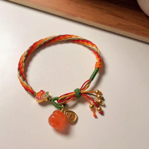 Persimmon Red Agate Strength Reincarnation Knot Bracelet