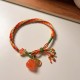 Persimmon Red Agate Strength Reincarnation Knot Bracelet