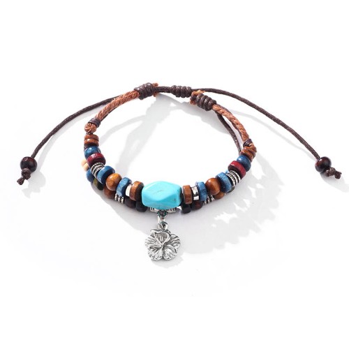 Turquoise Small Flower Protection Double Layer Necklace Turquoise Small Flower Protection Double Layer Necklace