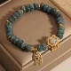 Jade Chinese Lock Charm Peace Luck Bracelet