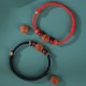 Natural Peach Wood Chinese Zodiac Cinnabar Wealth Bracelet