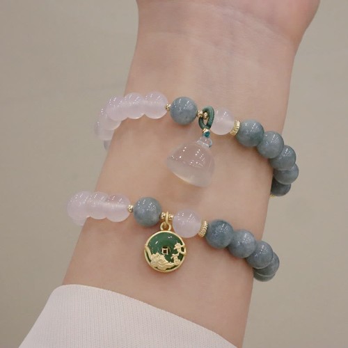White Agate Jade Lotus Peace Buckle Protection Bracelet White Agate Jade Lotus Peace Buckle Protection Bracelet
