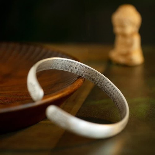 Lotus Heart Sutra White Copper Luck Bracelet Lotus Heart Sutra White Copper Luck Bracelet
