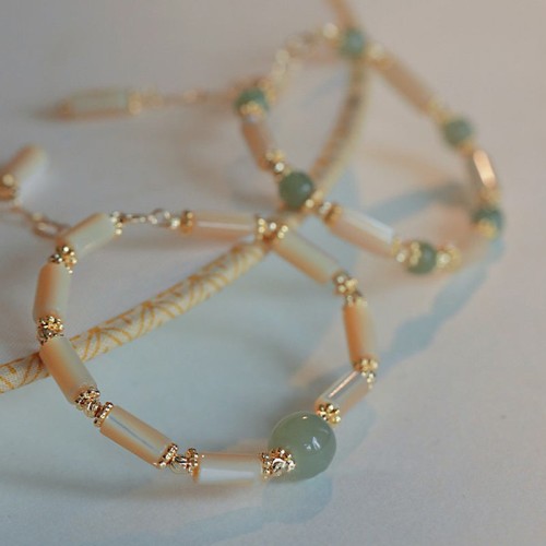 14K Gold Plated Hetian Jade Bamboo Bracelet 14K Gold Plated Hetian Jade Bamboo Bracelet