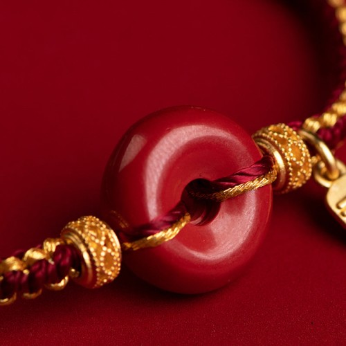 Cinnabar Fu Character Blessing Braided Bracelet Cinnabar Fu Character Blessing Braided Bracelet