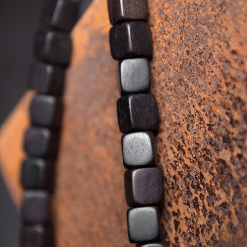 Ebony Wood Dzi Bead Copper Peace Couple Bracelet Ebony Wood Dzi Bead Copper Peace Couple Bracelet