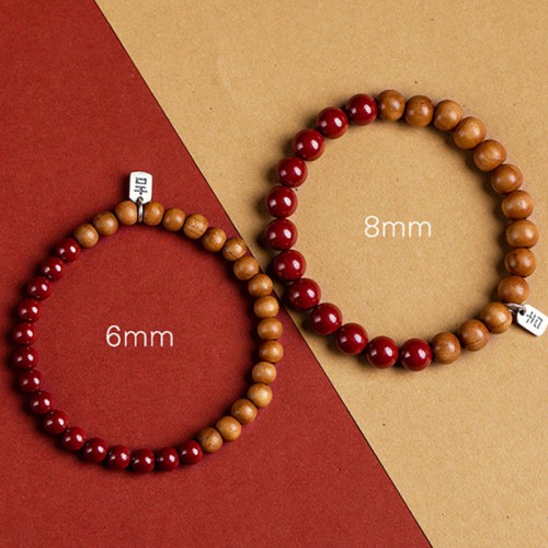 925 Sterling Silver Peach Wood Cinnabar Evil Spirit Bracelet 925 Sterling Silver Peach Wood Cinnabar Evil Spirit Bracelet