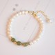 14K Gold Plated Pearl Hetian Cyan Jade Sincerity Bead Bracelet 14K Gold Plated Pearl Hetian Cyan Jade Sincerity Bead Bracelet