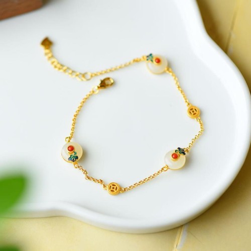 Peace Buckle White Jade Luck Bracelet Peace Buckle White Jade Luck Bracelet