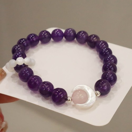 925 Silver Amethyst Aquamarine Cat's Eye Healing Bracelet