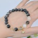 Natural Silver Sheen Obsidian Heart Star Flower Protection Bracelet