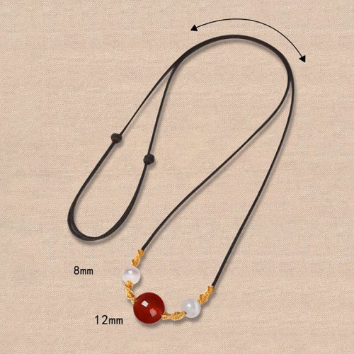 Natural Red Agate Cat Eye Calm Braided Necklace Pendant