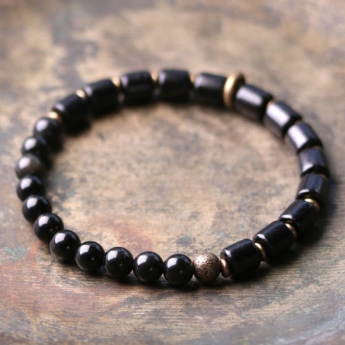 Ebony Wood Red Jasper Moss Agate Peace Bracelet Ebony Wood Red Jasper Moss Agate Peace Bracelet