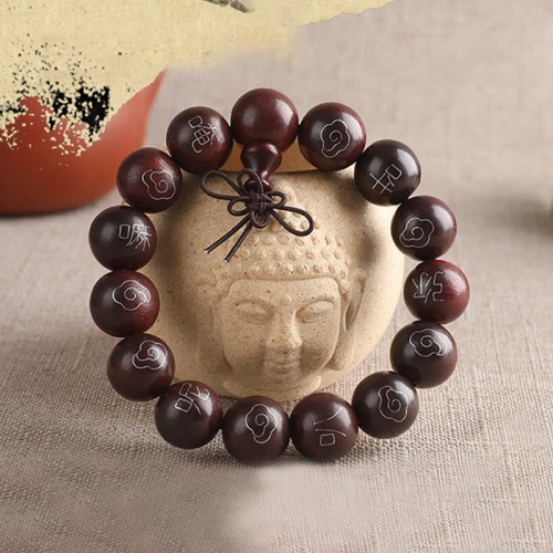 Red Sandalwood Om Mani Padme Hum Protection Bracelet Red Sandalwood Om Mani Padme Hum Protection Bracelet