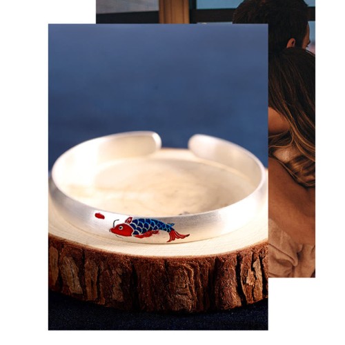 999 Sterling Silver Koi Fish Luck Cuff Bangle 999 Sterling Silver Koi Fish Luck Cuff Bangle