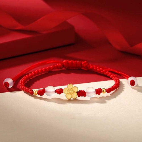 Handmade 925 Silver Peach Blossom Chalcedony Luck Bracelet Handmade 925 Silver Peach Blossom Chalcedony Luck Bracelet