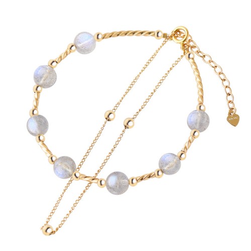 Moonstone Positive Charm Chain Bracelet Moonstone Positive Charm Chain Bracelet