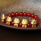Year of the Dragon Red Agate Copper Coin Fu Character Bracelet Year of the Dragon Red Agate Copper Coin Fu Character Bracelet