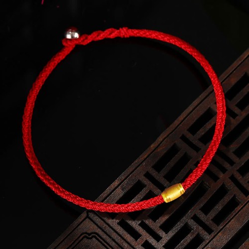 999 Gold Lucky Bead Eight-Thread Peace Knot Bracelet