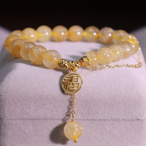 Citrine Fu Character Happiness Bracelet