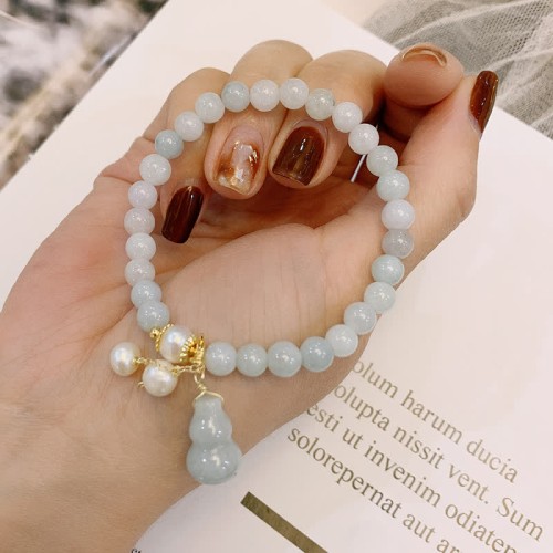 Natural Jade Pearl Gourd Prosperity Luck Bracelet Natural Jade Pearl Gourd Prosperity Luck Bracelet