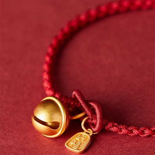 Handmade Fu Character Luck Happiness Bell Bracelet Handmade Fu Character Luck Happiness Bell Bracelet