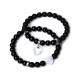 Black Onyx Crystal Stone Love Heart Protection Couple Bracelet Black Onyx Crystal Stone Love Heart Protection Couple Bracelet
