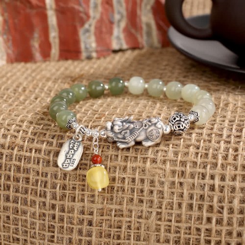 Hetian Jade Amber PiXiu Luck Bracelet