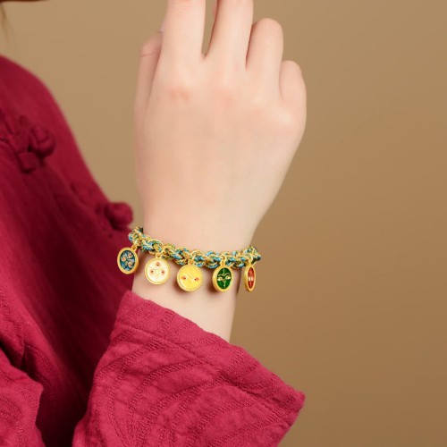 Tibetan Five God of Wealth Luck Braid Bracelet