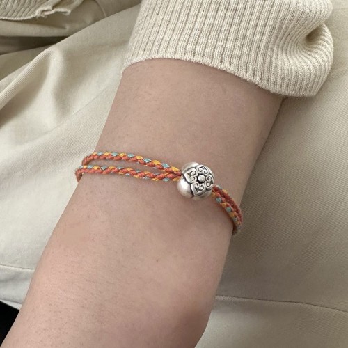 999 Sterling Silver Persimmon Luck Braided Bracelet 999 Sterling Silver Persimmon Luck Braided Bracelet