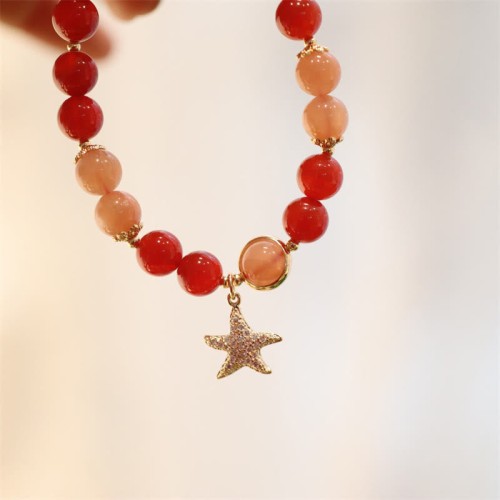 Sunstone Peach Moonstone Red Agate Crystal Star Bracelet Sunstone Peach Moonstone Red Agate Crystal Star Bracelet