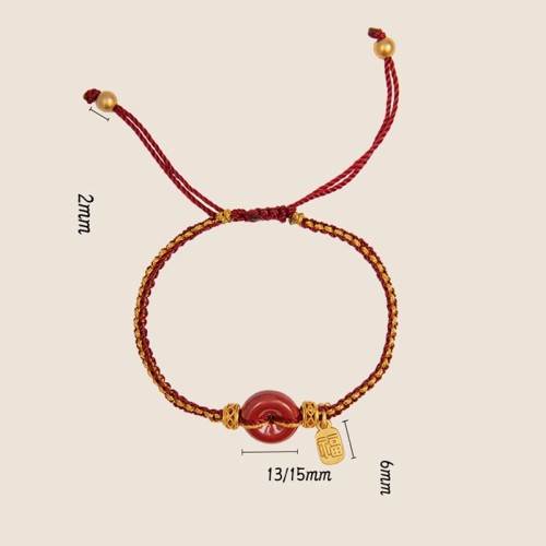 Cinnabar Fu Character Blessing Braided Bracelet Cinnabar Fu Character Blessing Braided Bracelet