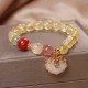 Citrine White Jade Strawberry Quartz Charm Bracelet
