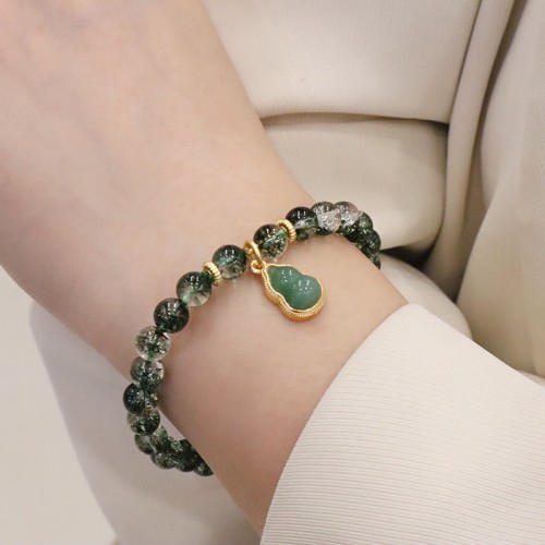 Green Phantom Confidence Gourd Buddha Charm Bracelet